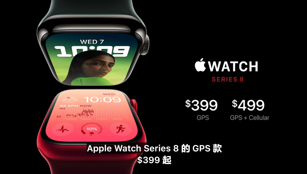 apple watch series 8发布，售价399美元起