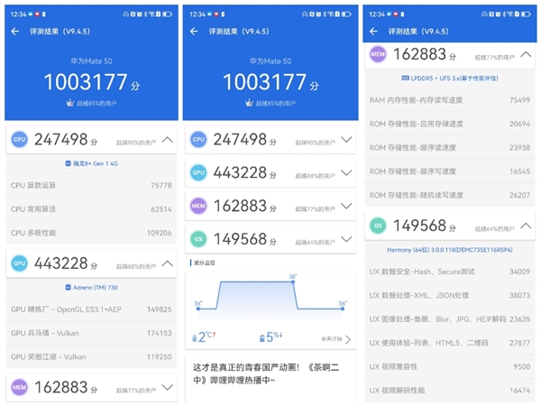 独家骁龙8 4g版！华为mate50安兔兔跑分轻松破百万