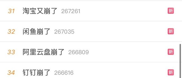 多款阿里系应用崩了登上热搜
